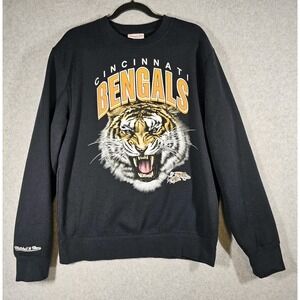 CINCINNATI BENGALS Mens Sz L Mitchell & Ness Sweatshirt Black Tiger Graphic